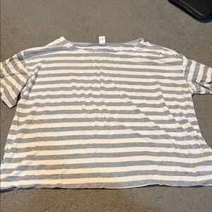 Old Navy Gray and White Striped Tee